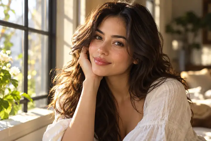 Portrait of Isabella Rodriguez near a sunlit window