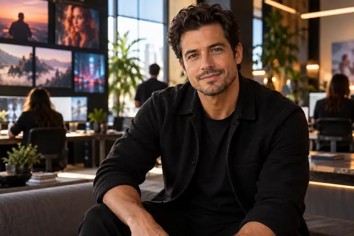 Portrait of Sebastian Cruz in a modern creative office