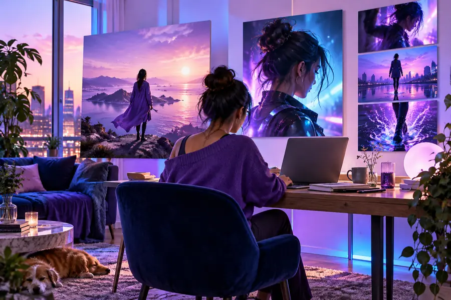 Creative result showing a face edit across a composed scene