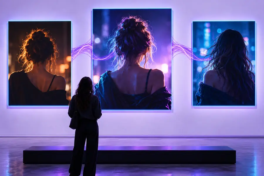 Altered portrait example showing how visual changes affect comparison